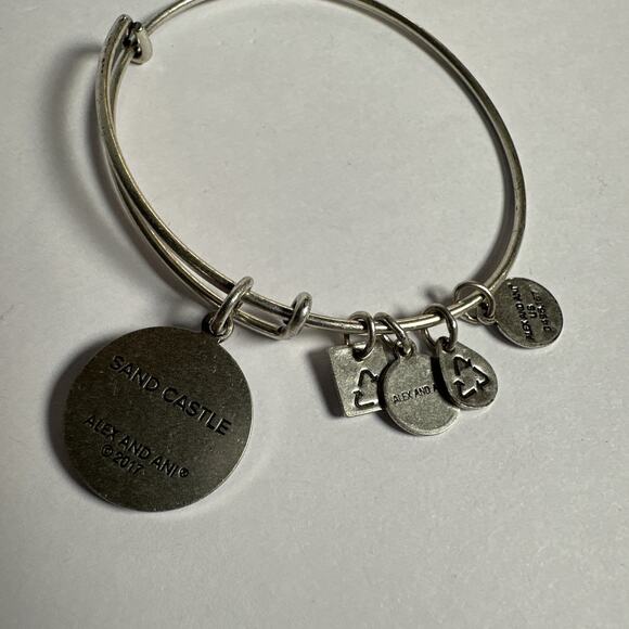 Alex and Ani Sand Castle Rafaelian Silver Bangle Charm Bracelet CBD17SCRS - Picture 3 of 3